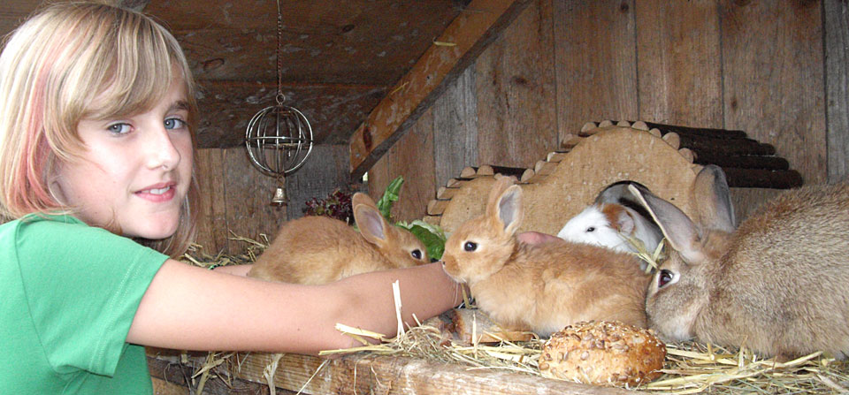 Kinder und Tiere auf dem Bauernhof im Bayerischen Wald